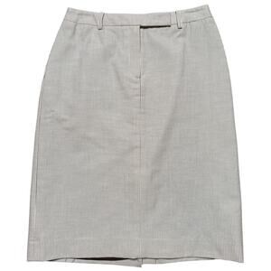 Brooks Brothers Tan Beige Pinstripe Straight Knee Length 100% Cotton Skirt Sz 8